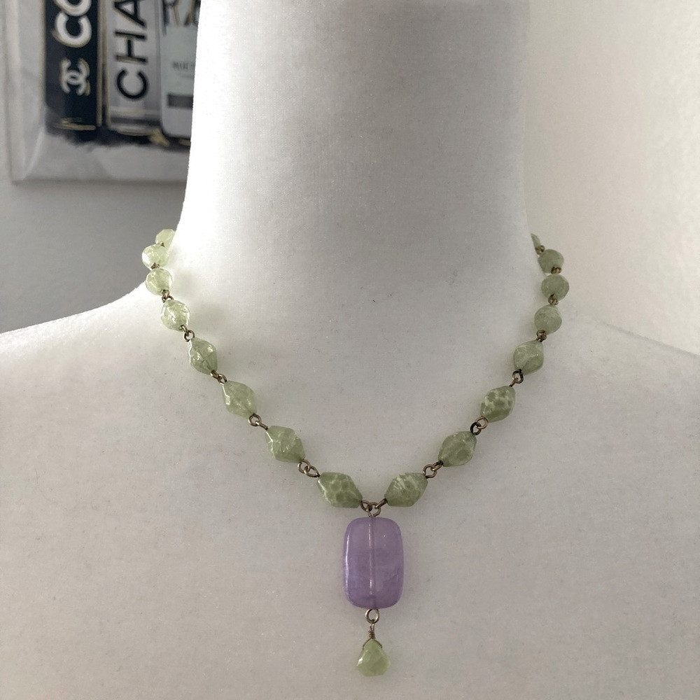Monet Vintage Green Stones Necklace